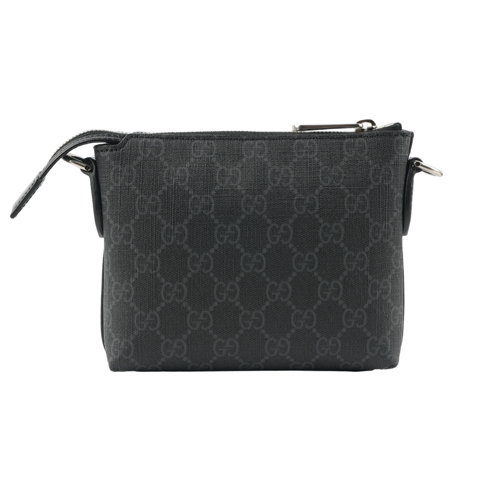 GUCCI Interlocking G 標誌附手提把迷你郵差包/黑灰色, , large