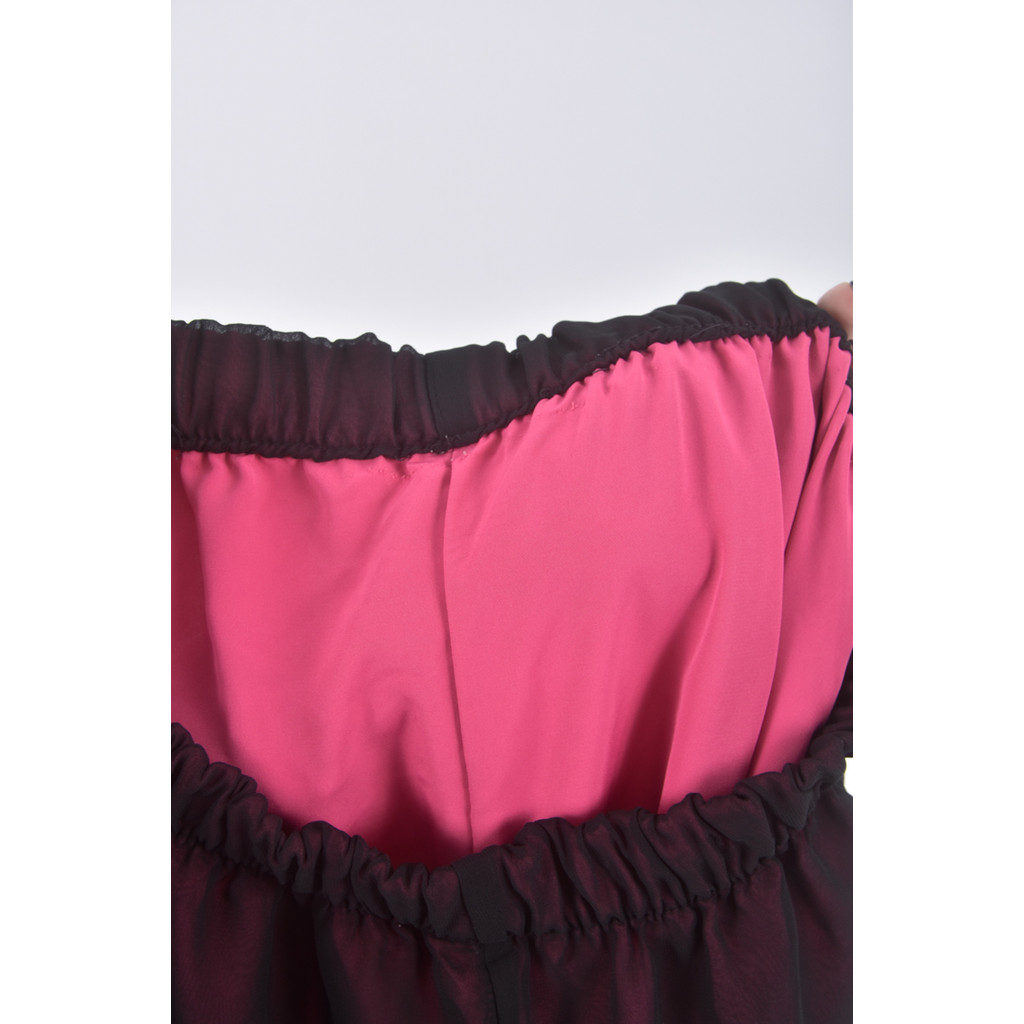 (M) 高腰質感紡紗假兩件粉色長褲二手衣, , large