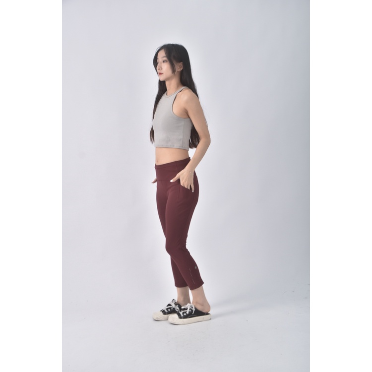 (L) lululemon高腰運動質感暗紅色長褲二手衣, , large