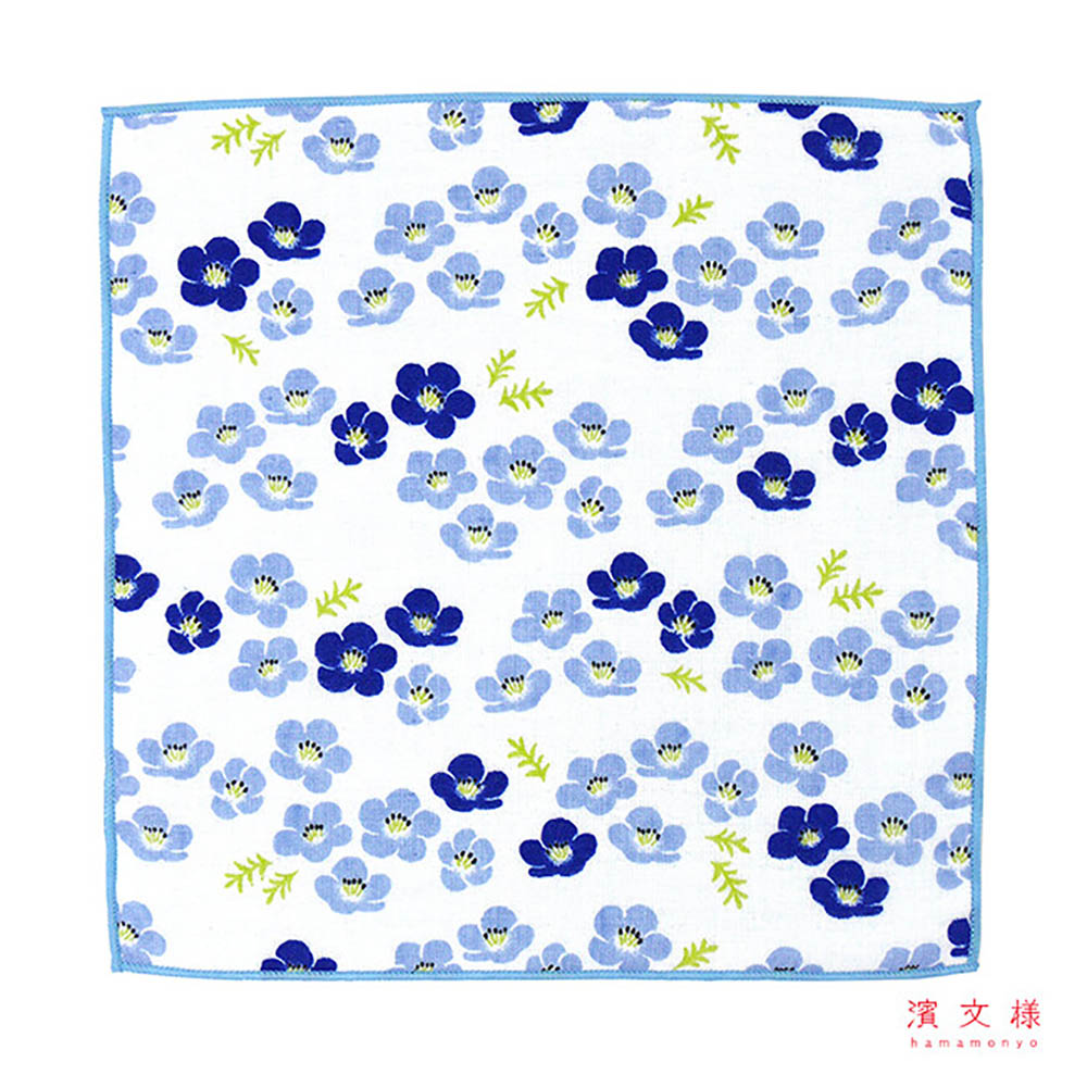 [瑪莎利亞]　日本製【濱文漾】純棉手帕/方巾－清藍小花（3入組）, , large