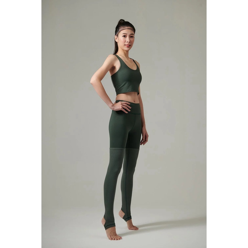 YOGA FLOW Brook Tank - 雙材質拼接上衣 - 深草綠 Jungle Green, , large