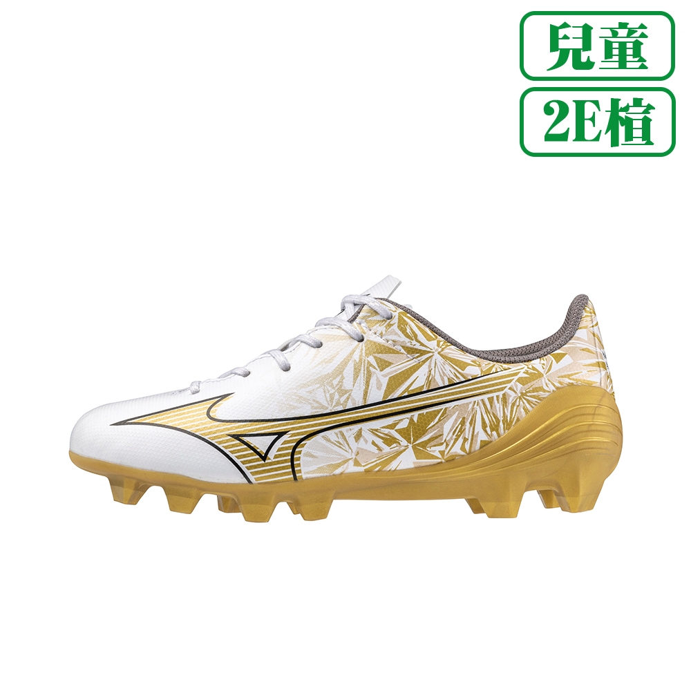 MIZUNO α SELECT Jr. 一般楦 兒童足球釘鞋 草地 白x金 P1GB246550 23FWO 【樂買網】, , large