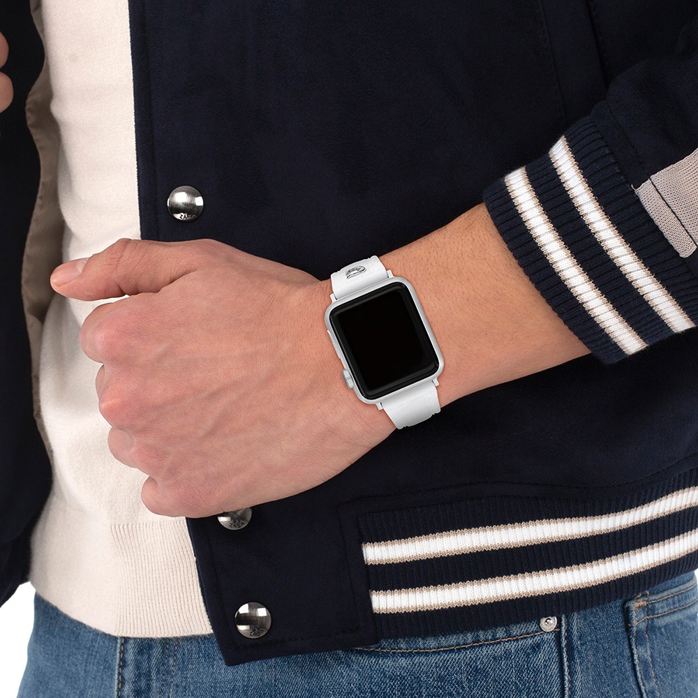COACH Apple Watch 錶帶 38/40/41mm適用 白色菱格紋矽膠錶帶 520快樂 送禮 禮物(不含手錶, , large