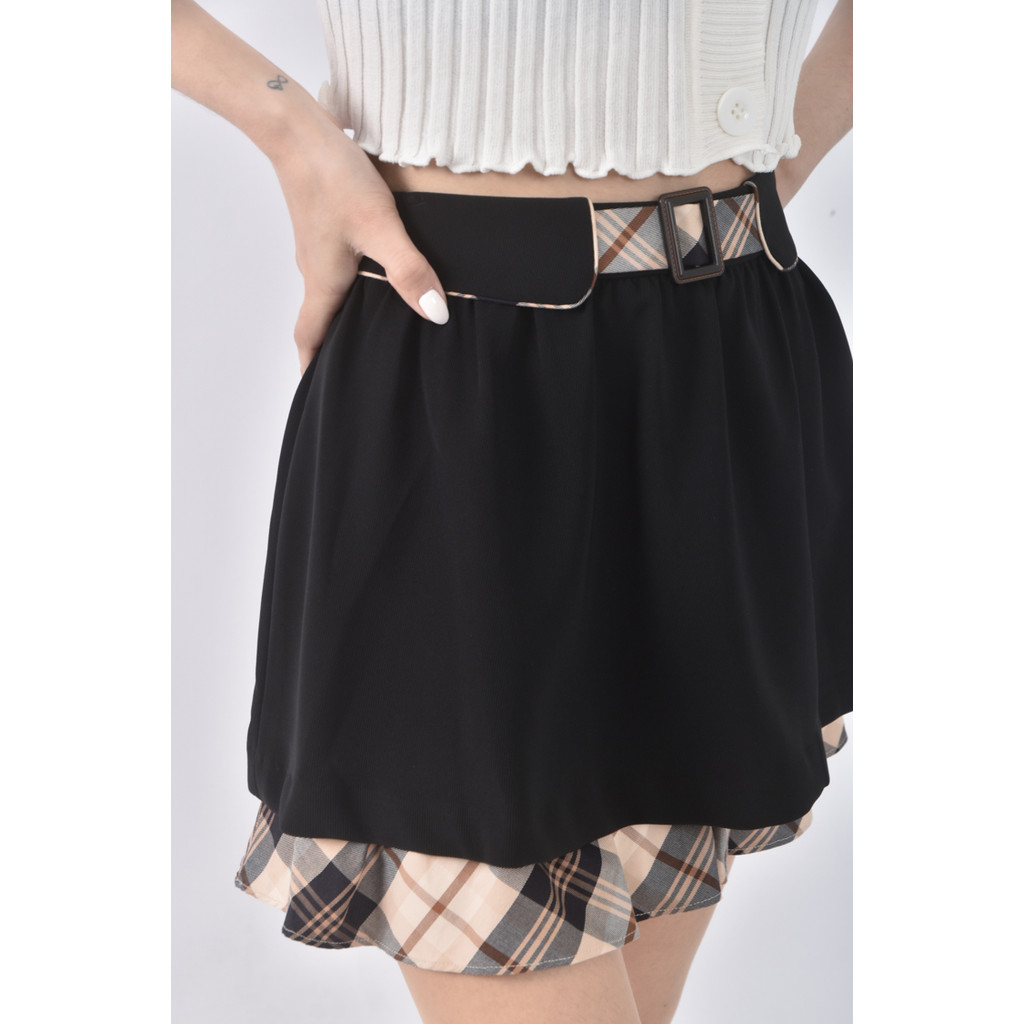 (S) kinloch anderson質感格紋黑色短裙二手衣, , large