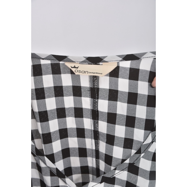 (S) osan格紋黑色洋裝二手衣, , large