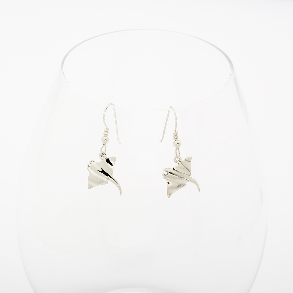 【Angel & Me】Manta Stingray s925 sterling silver earrings (changeable ear clips), , large
