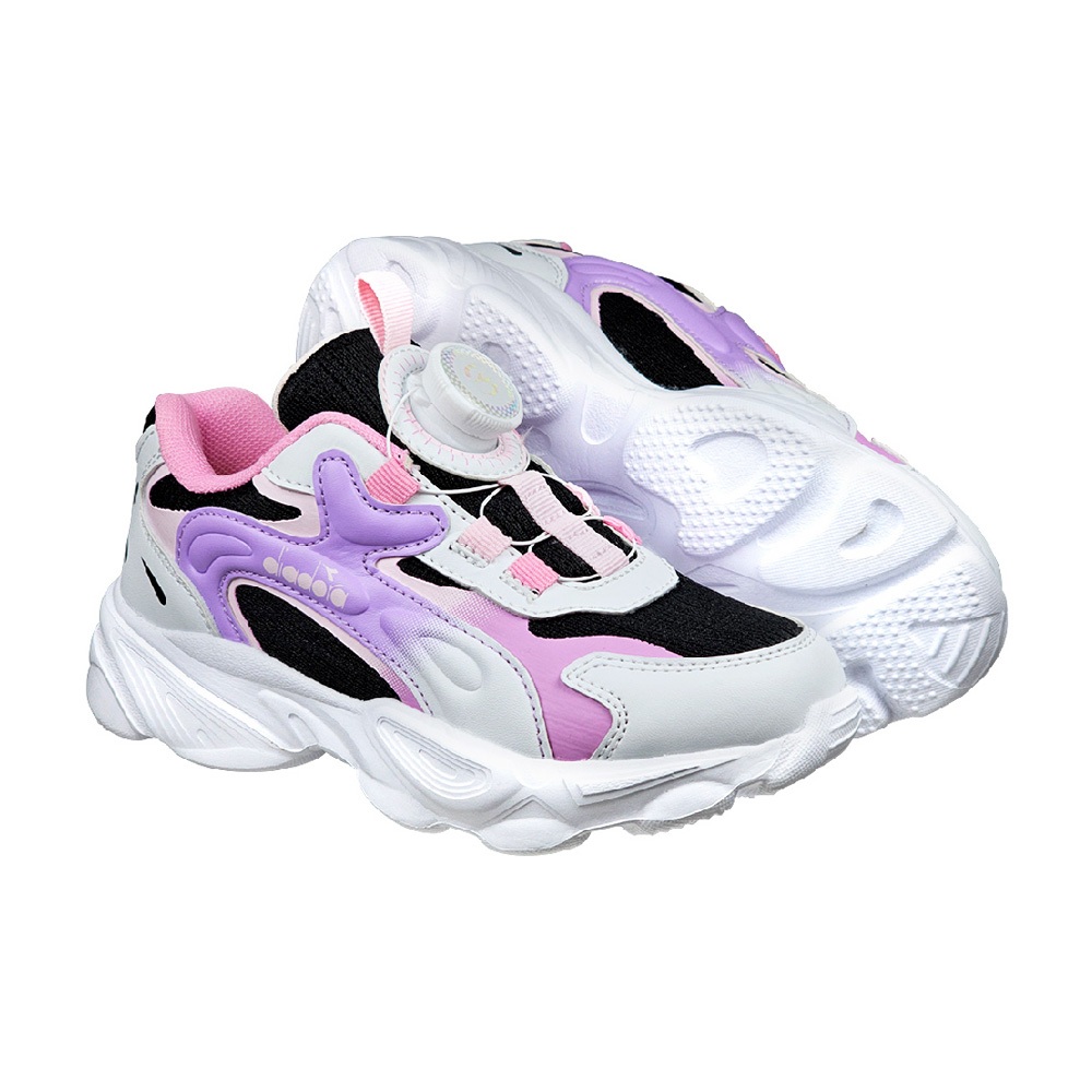 DIADORA迪亞多那 疾光兒童運動鞋 童運動鞋 童鞋 寬楦 透氣 康特杯 保護後跟 抗菌 除臭 吸震 減壓 黑藍 黑紫, , large