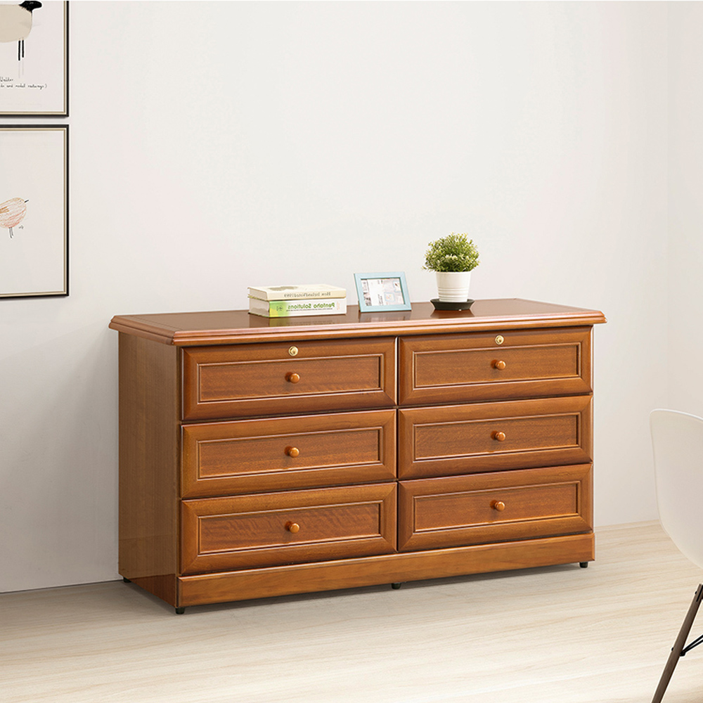 【唯熙傢俱】奧莉薇樟木色六斗櫃 抽屜櫃, , large