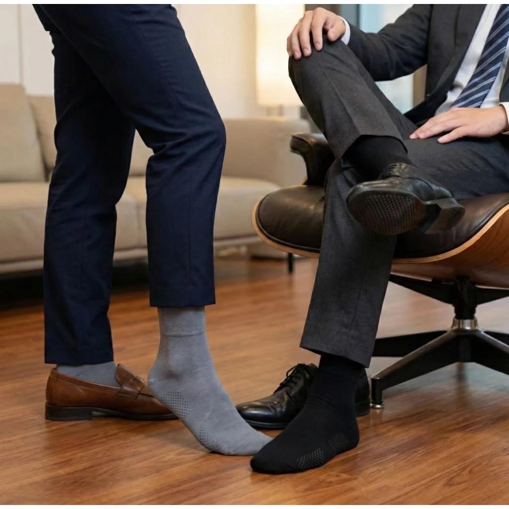 [Kaimei Cotton] 6 pairs of MIT Taiwan-made pure cotton plus size non-slip wide mouth socks plain 24-28CM 26-30CM, , large