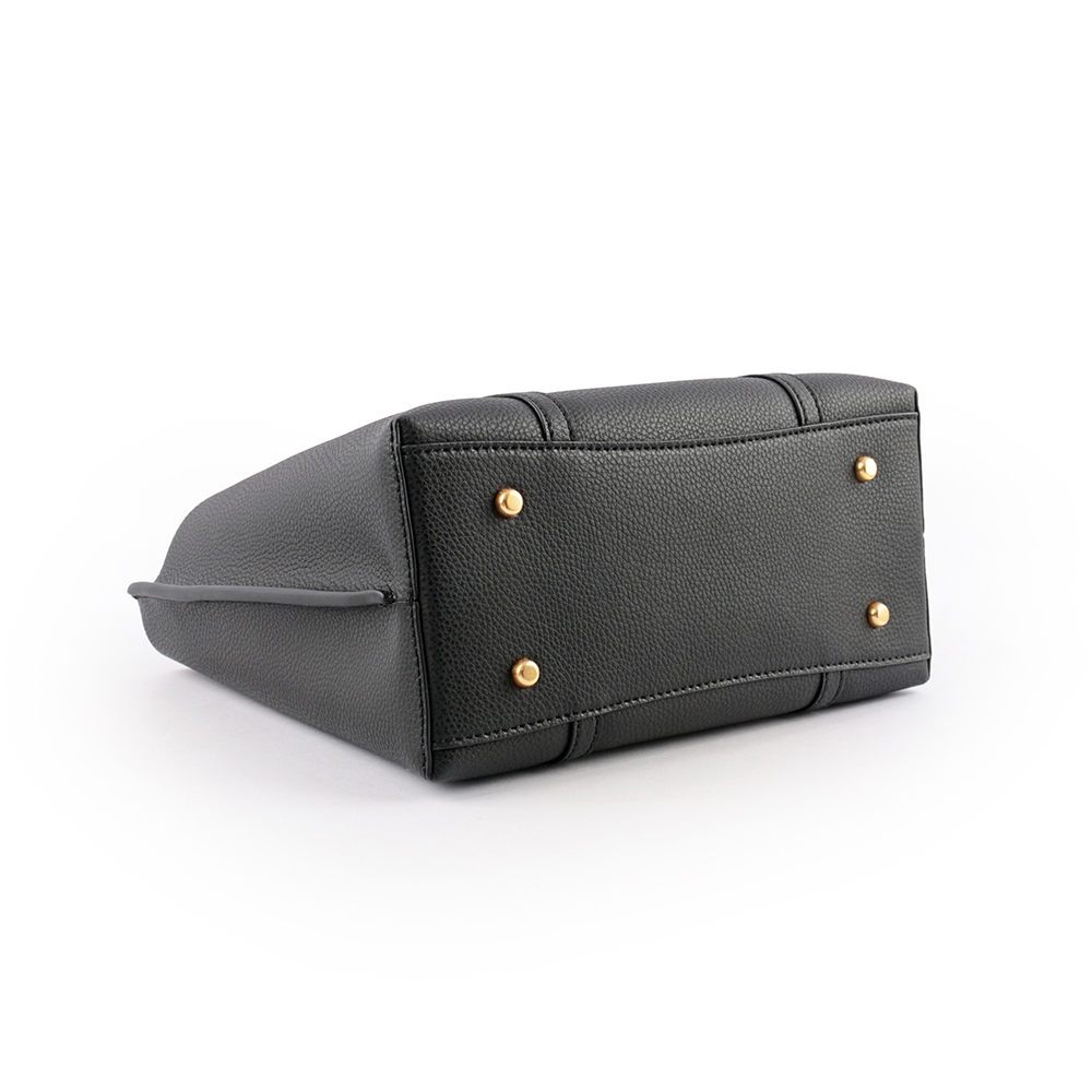 Tory Burch Perry 荔枝皮革三層小托特包/黑色, , large