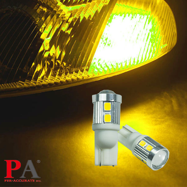 [PA LED] LED 2835SMD Automotive Motorcycle Light Bulb For Turn Signal DRL Interior Light Golden Yellow T10, , large