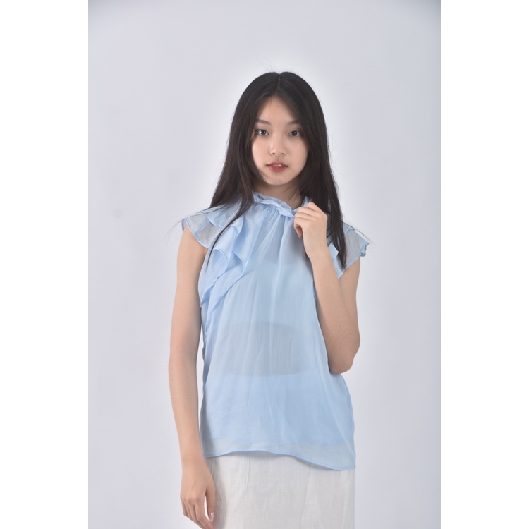 (M) zara藍色短袖上衣二手衣, , large