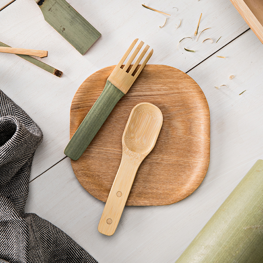 Green Bamboo Fork&Spoon, , large