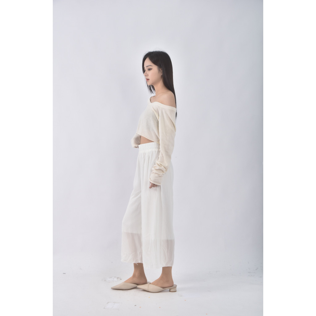 (XL) uoyou高腰簡約白色長褲二手衣, , large