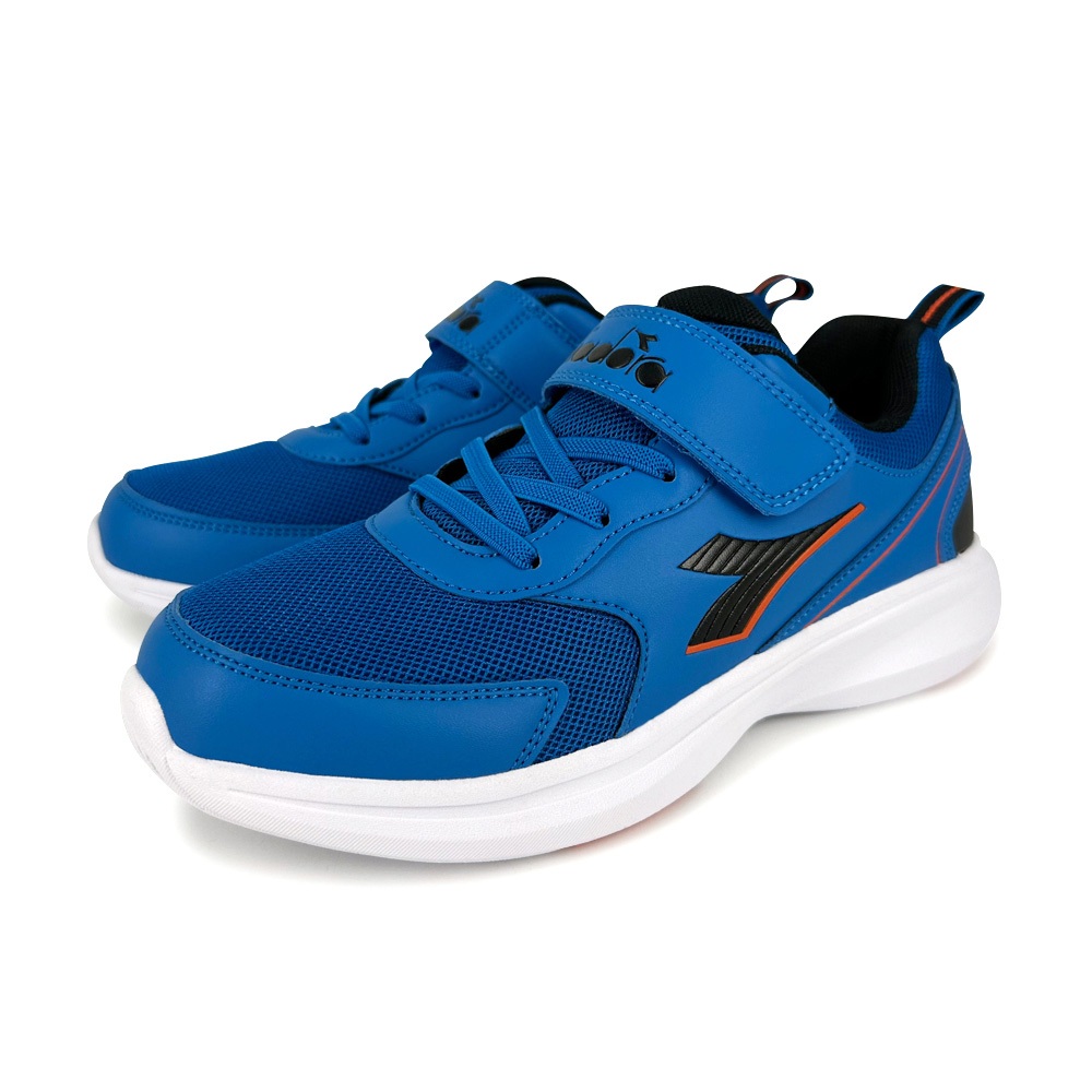 DIADORA迪亞多那 超寬楦兒童運動鞋 童運動鞋 童鞋 時尚 輕量 透氣 保護後跟 足弓支撐 耐磨 止滑 藍桔 黑紅, 黑紅,22.5, large