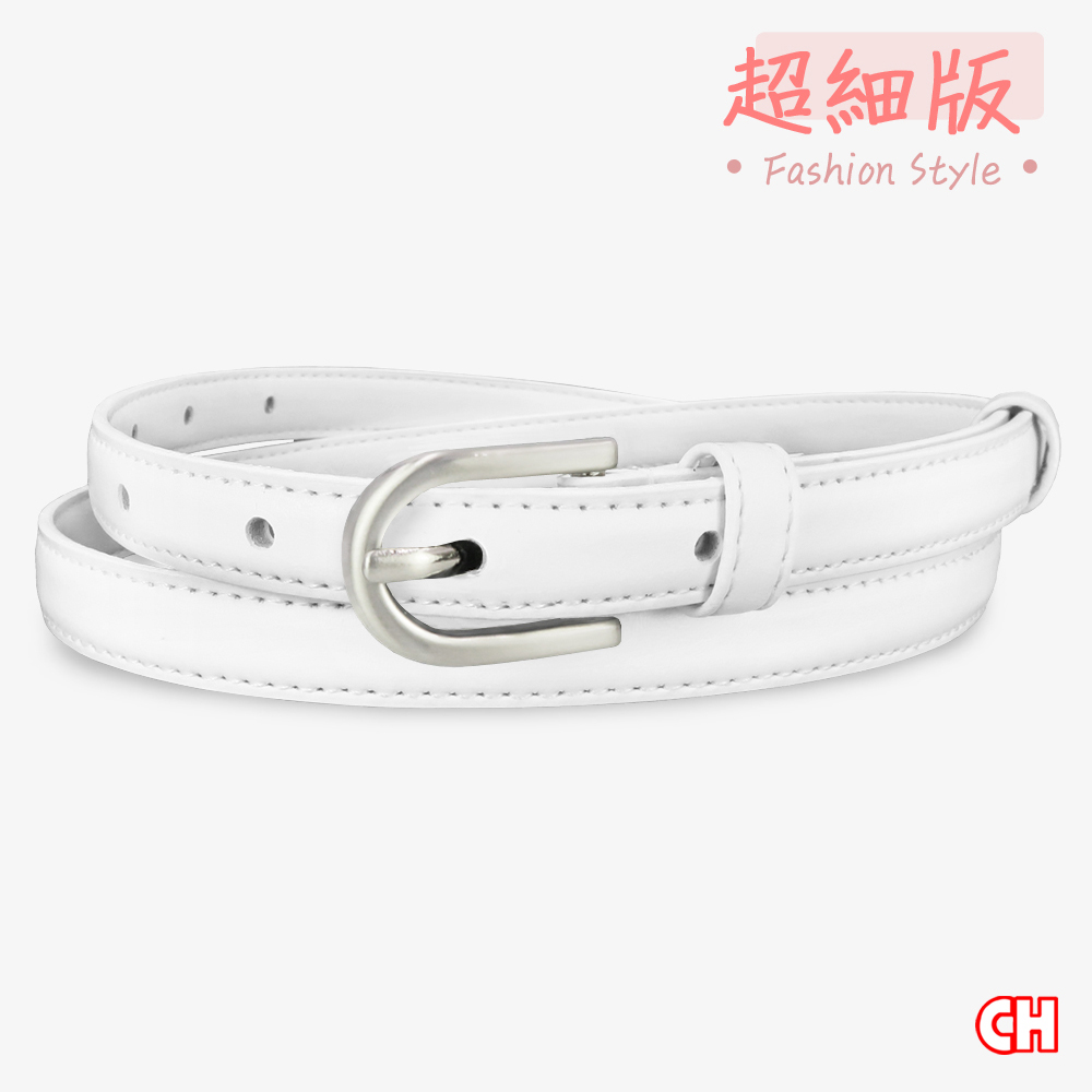 【CH-BELT 銓丞皮帶】魅力純白色 流行超細版女生皮帶腰帶(白), , large