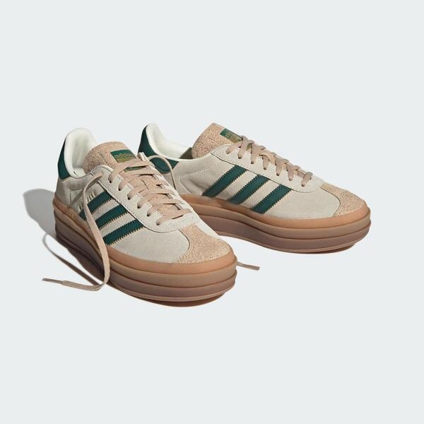 Kixpress-Adidas Gazelle Bold W 女 休閒鞋 運動 經典 三葉草 厚底 麂皮 榛果復古綠 [ID7056], , large