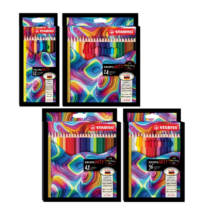 【德國天鵝STABILO】Swans ARTY 油性色鉛筆 顏色飽和 易上色12/24/36/48色(ST1520)24色, , large