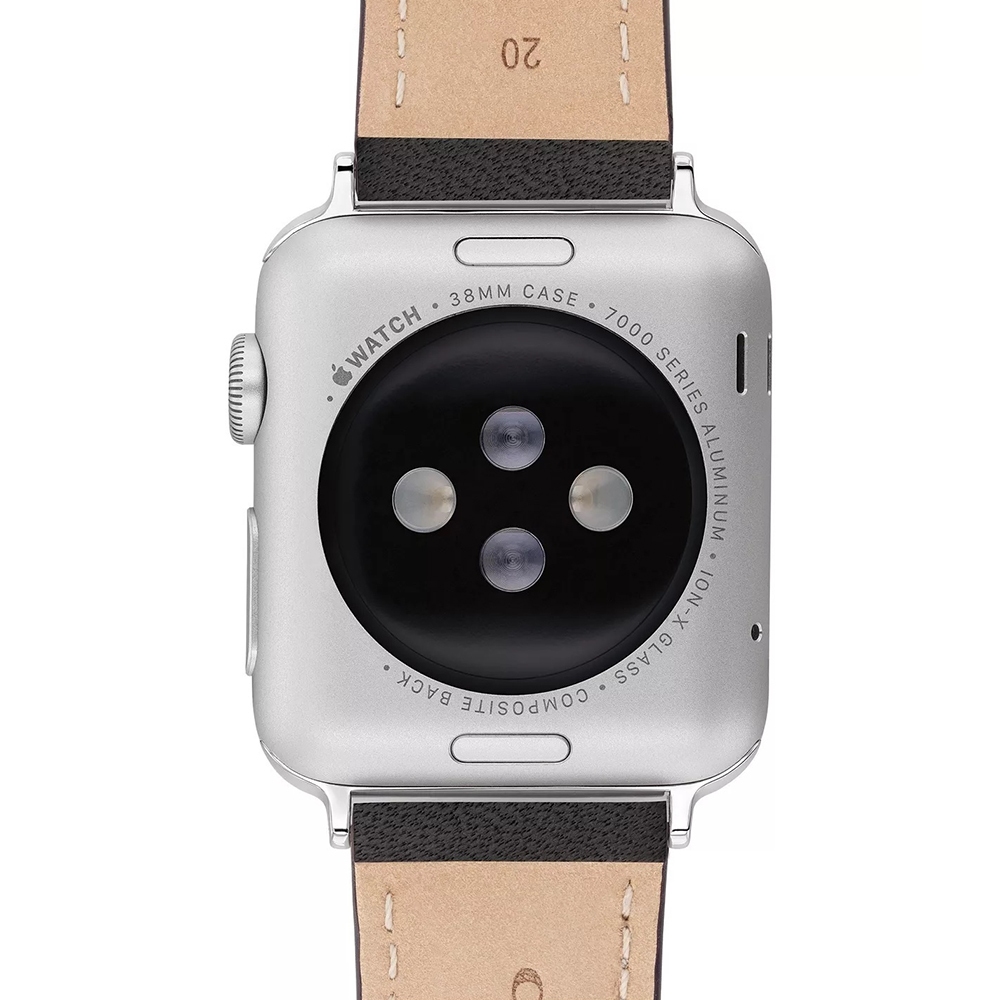 COACH Apple Watch 錶帶 38/40mm 適用 茶花吊飾皮錶帶 - 黑色(不含手錶), , large