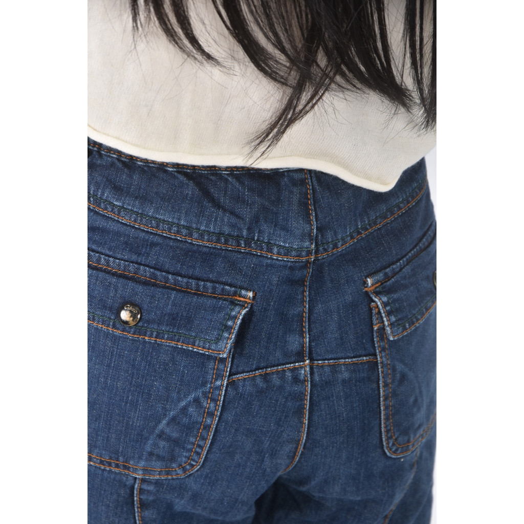 (4XL（含）以上) gozo高腰丹寧牛仔口袋藍色長褲二手衣, , large