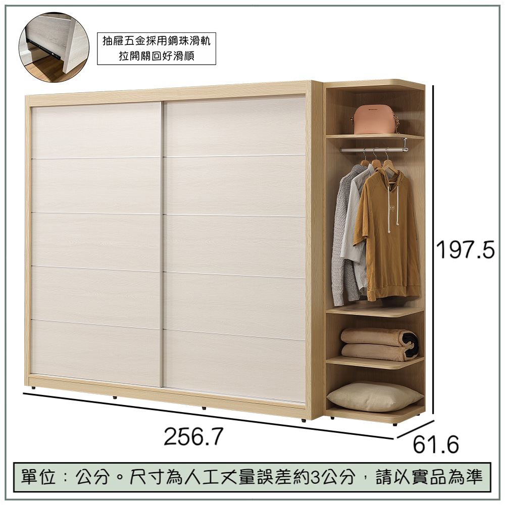 【唯熙傢俱】雷莎原木雙色8.6尺滑門衣櫃, , large