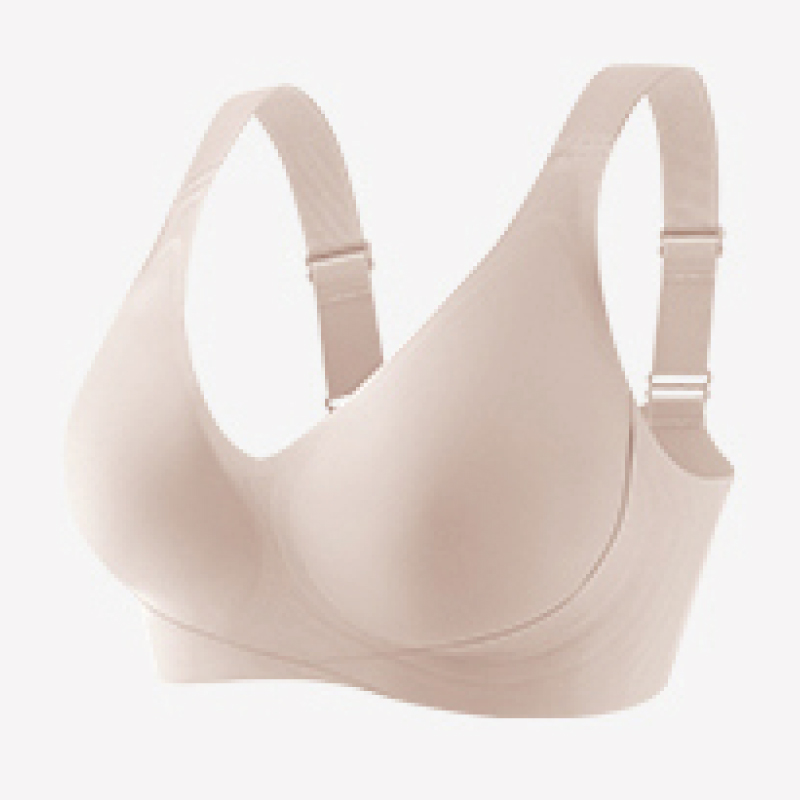 [WINIBRA] Natural Lift No-Bindings Wireless Bra, CDEF Full Coverage, Beige Apricot Color, Size 4XL (42), , large