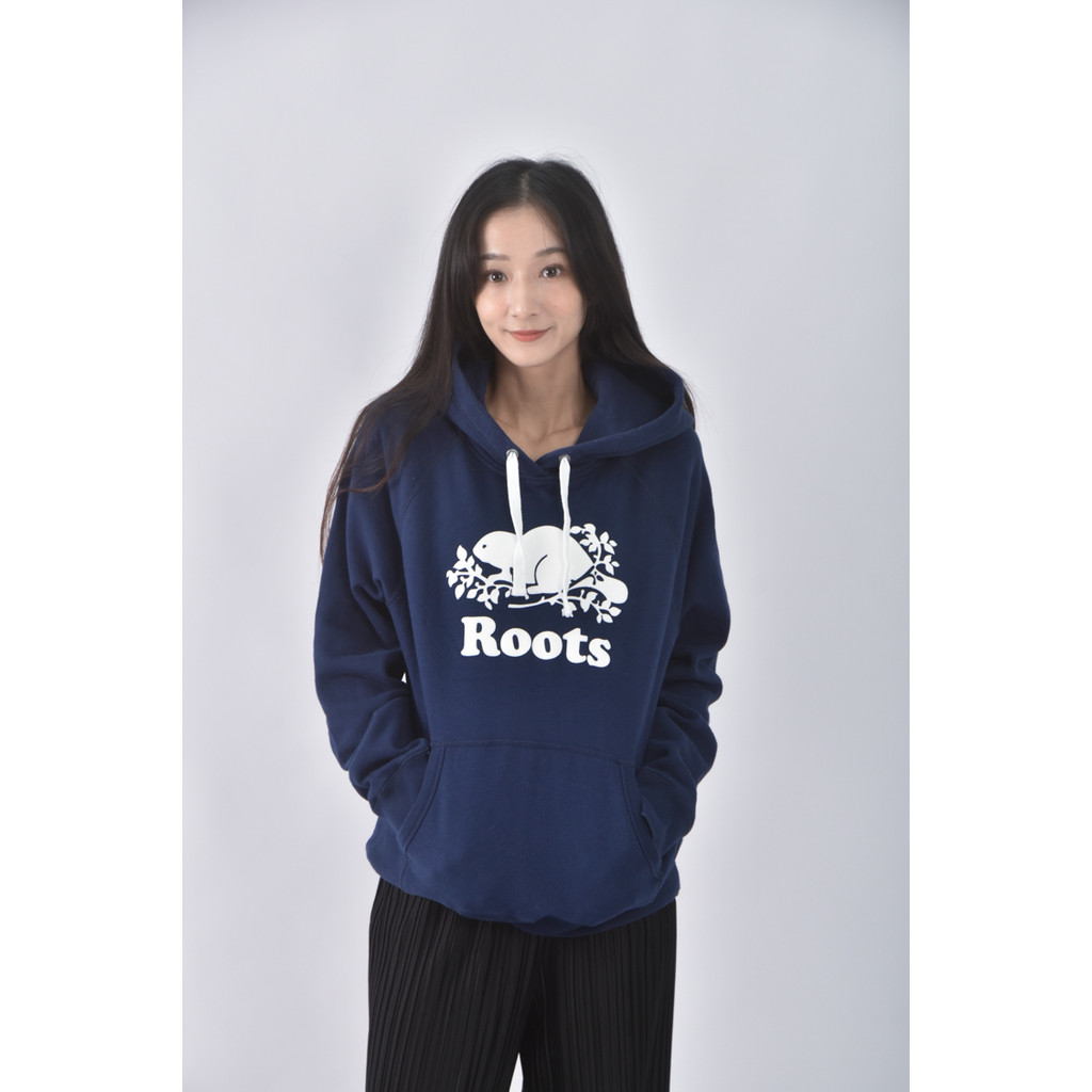 (S) roots棉質logo圖案藍色長袖上衣二手衣, , large