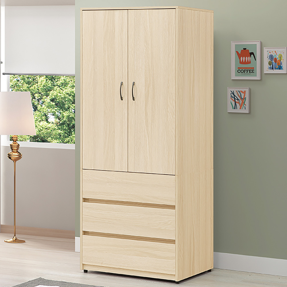 【Hampton 漢汀堡】弗洛里白橡色2.6尺衣櫥, , large