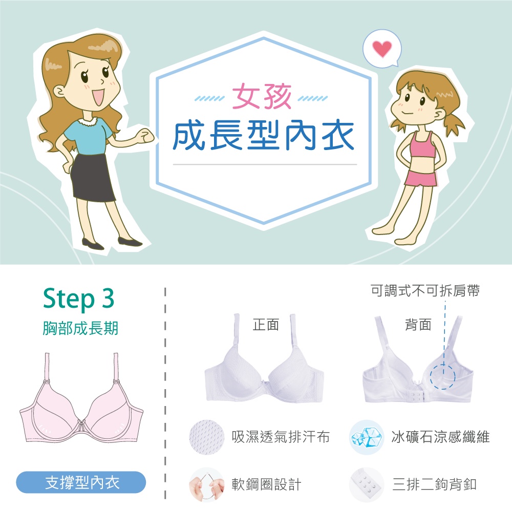 可蘭霓Clany 無痕透氣排汗軟鋼圈BCD罩杯學生舒適內衣 少女成長型涼感台灣製   6990-61 灰, , large