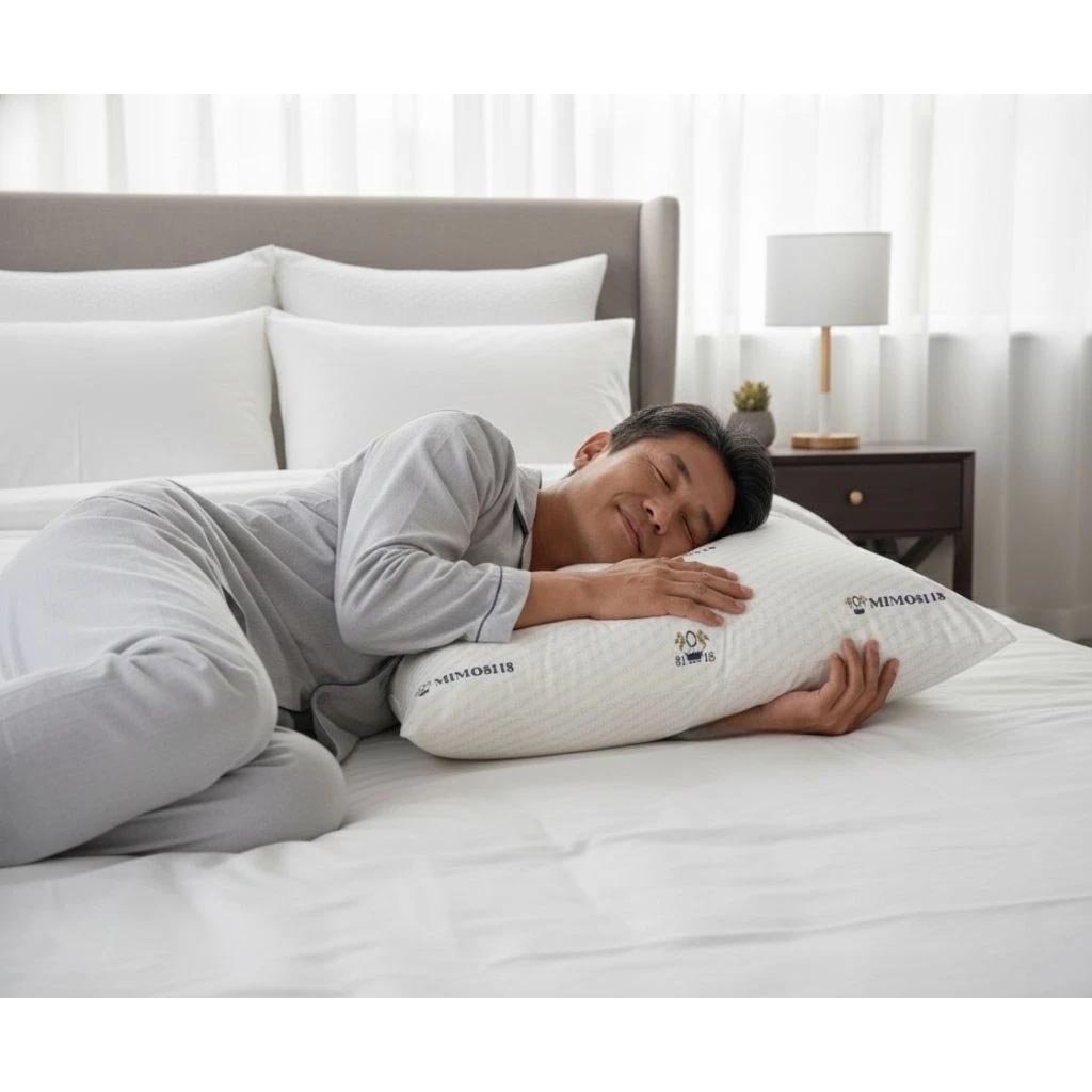 [Kaimei Cotton] Made in Taiwan. Hotel-grade pillow with balanced support. Premium 8118 compressed fill. Anti-mite & antibacterial protection., , large