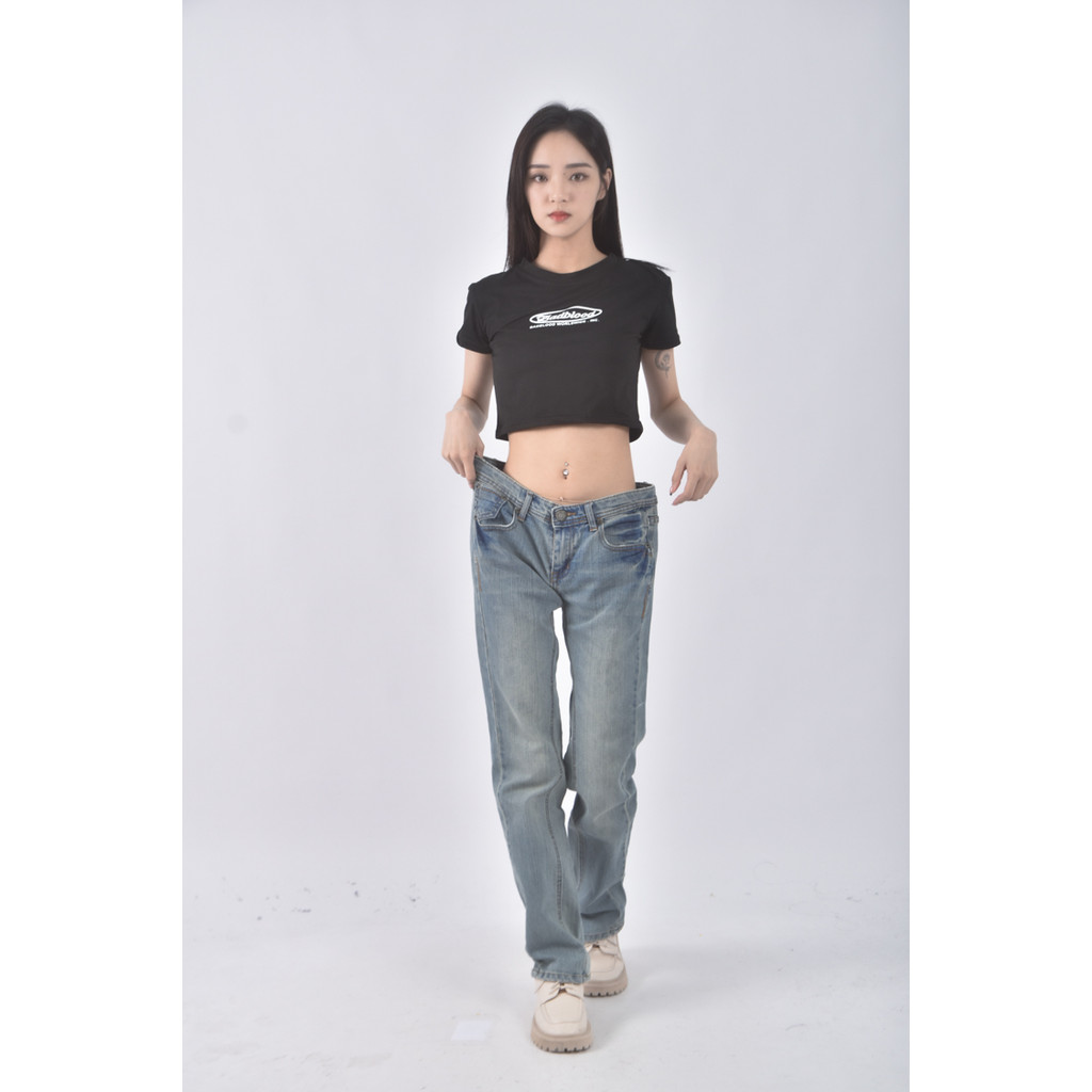 (XL) 丹寧牛仔質感棉質純棉藍色長褲二手衣, , large