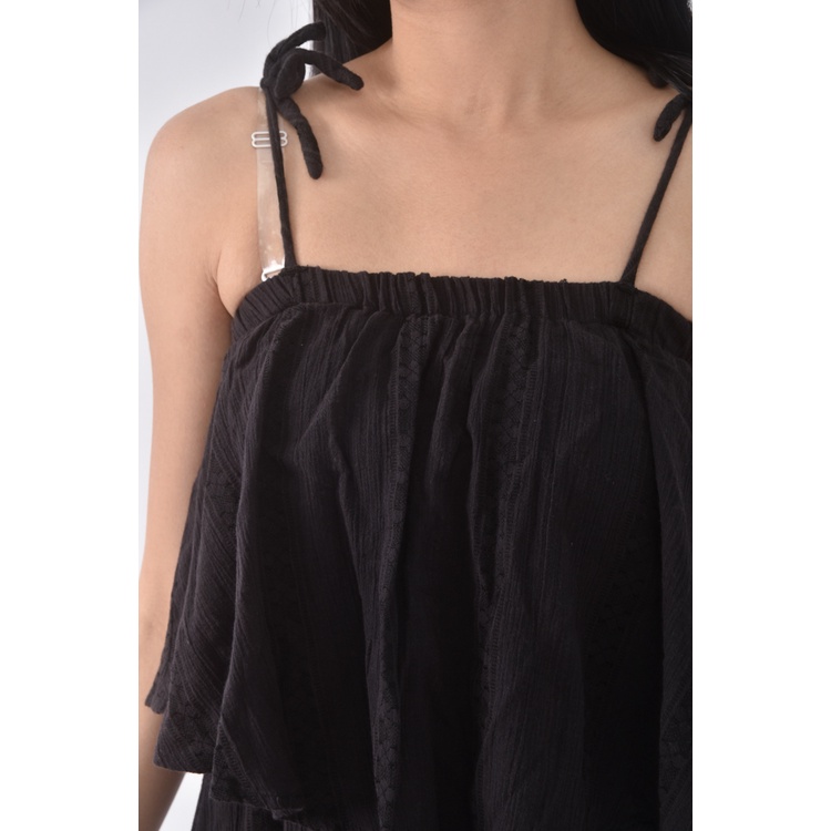 (S) rvca質感吊帶開岔黑色洋裝二手衣, , large