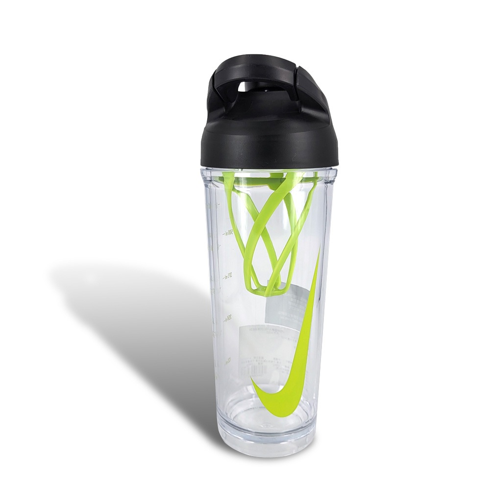 NIKE 雪克水壺 24OZ/709ml 健身 運動 水壺 水瓶 隨身杯 奶昔杯 搖搖杯 蛋白粉 可機洗 防漏 綠 黑, 亮綠, large