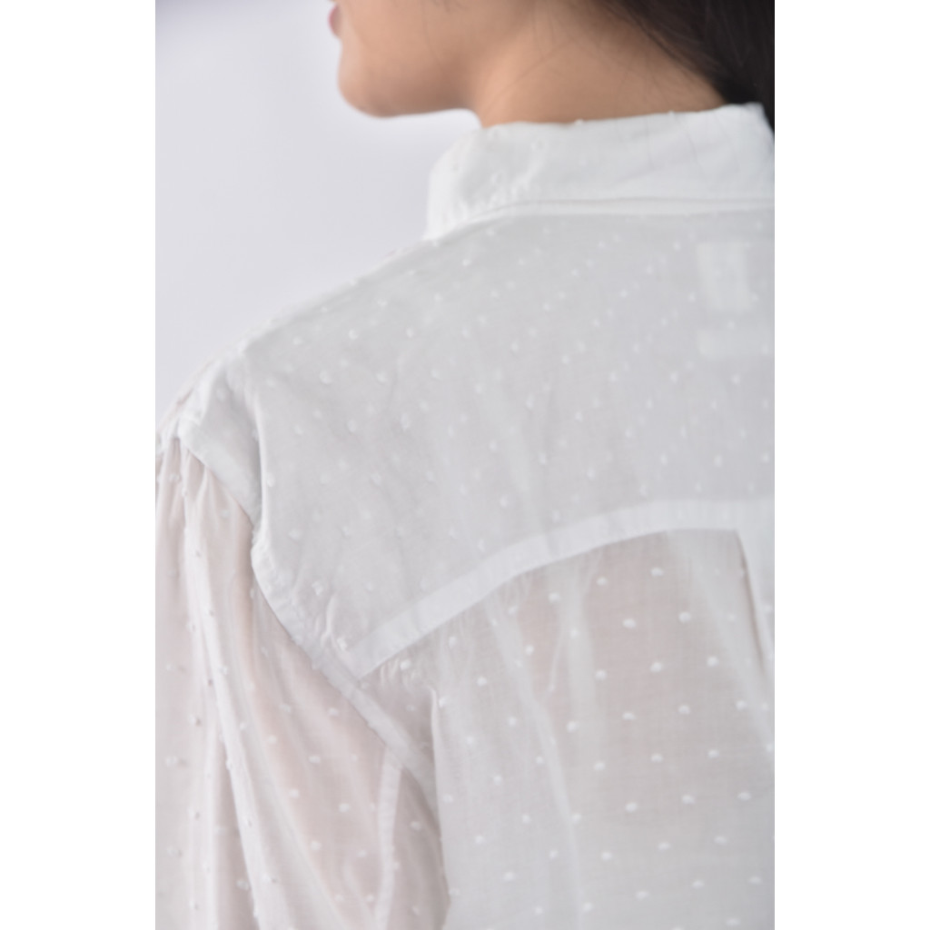 (L) gap質感點點白色長袖上衣二手衣, , large