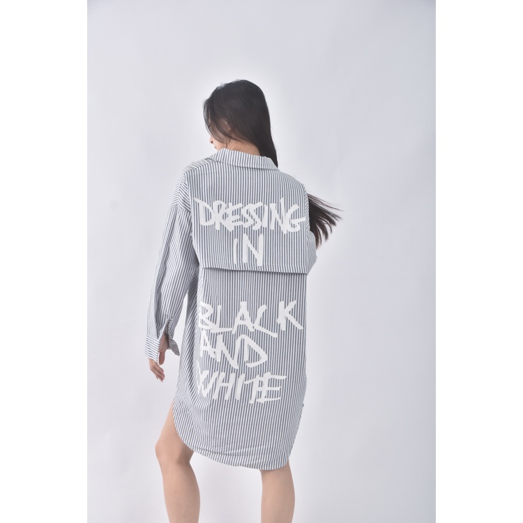 (L) im條紋藍色洋裝二手衣, , large