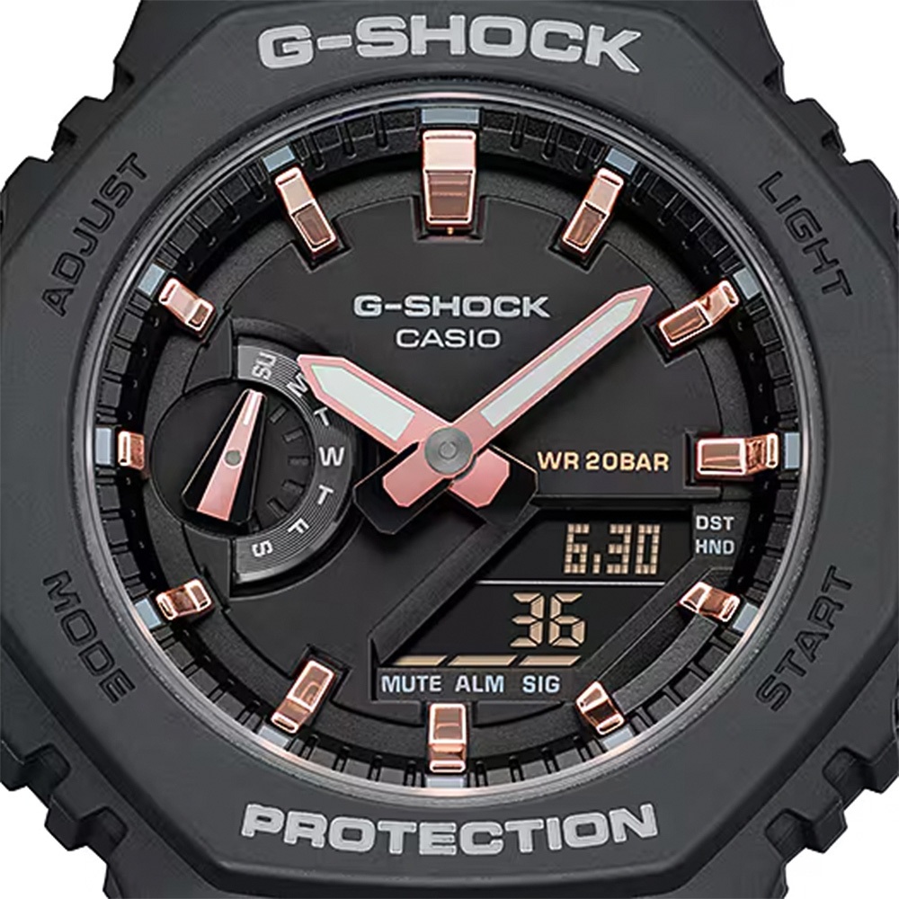 CASIO 卡西歐 G-SHOCK 八角 黑色霧面雙顯手錶 GMA-S2100-1A, , large