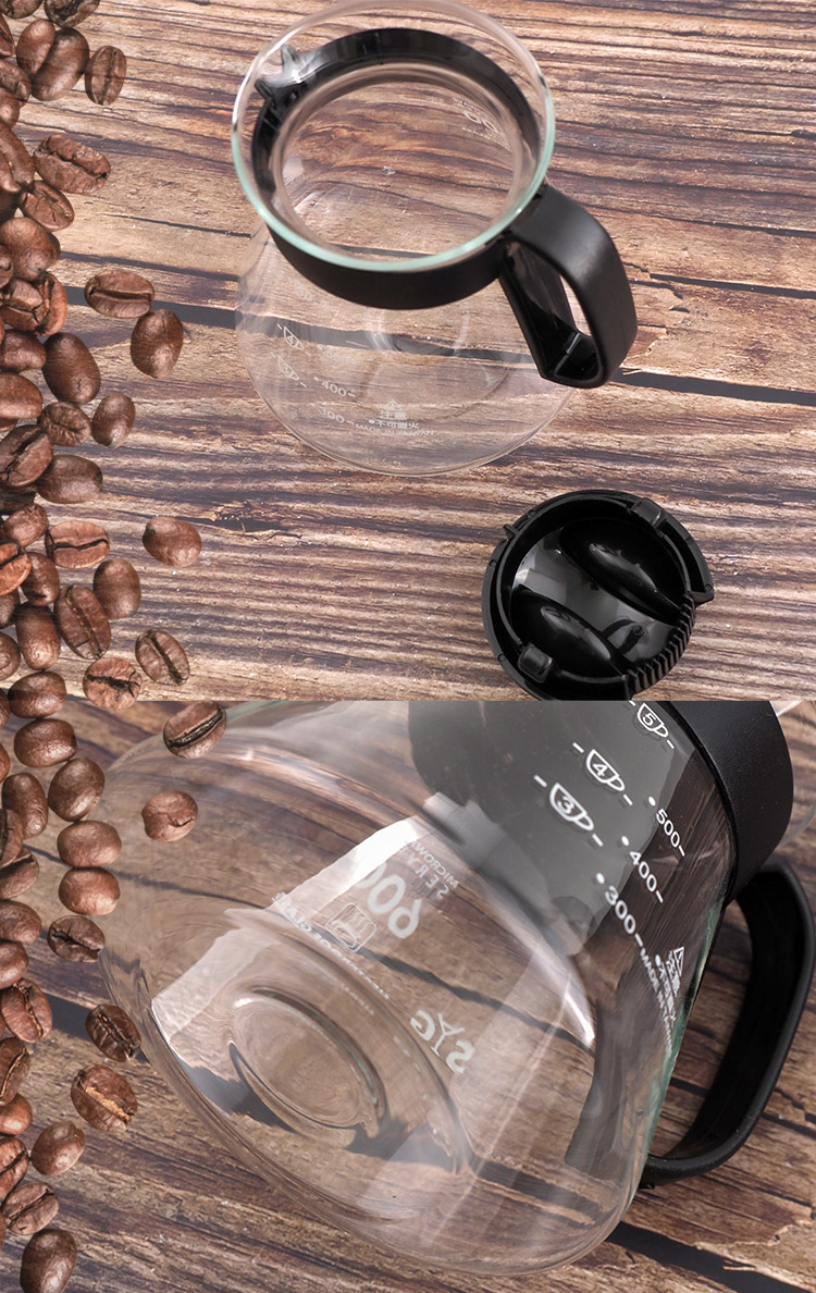 coffee play304不鏽鋼咖啡濾杯-1~4杯+咖啡玻璃壺-600ml-1組, , large