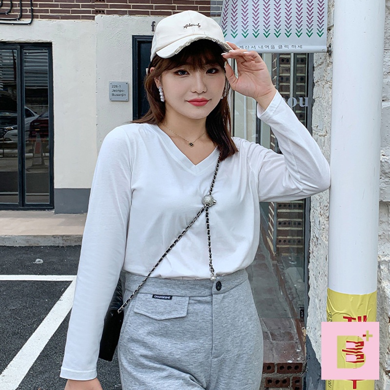 大尺碼-舒服-全棉-長袖-T恤-黑/藍綠/白/粉/黃/紫/深灰-0101321, 01黑, large