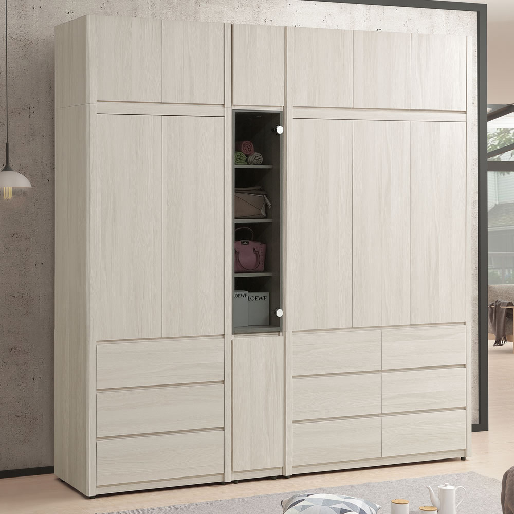 【Homelike】喜家居7.7x8尺九抽玻璃衣櫃(含被櫃)(2348), , large