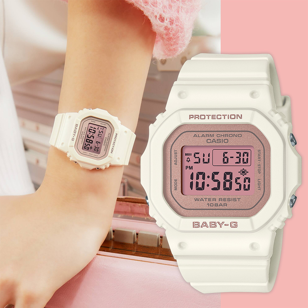 CASIO 卡西歐 BABY-G 春季色彩方形女錶電子錶-櫻花粉紅 BGD-565SC-4, , large