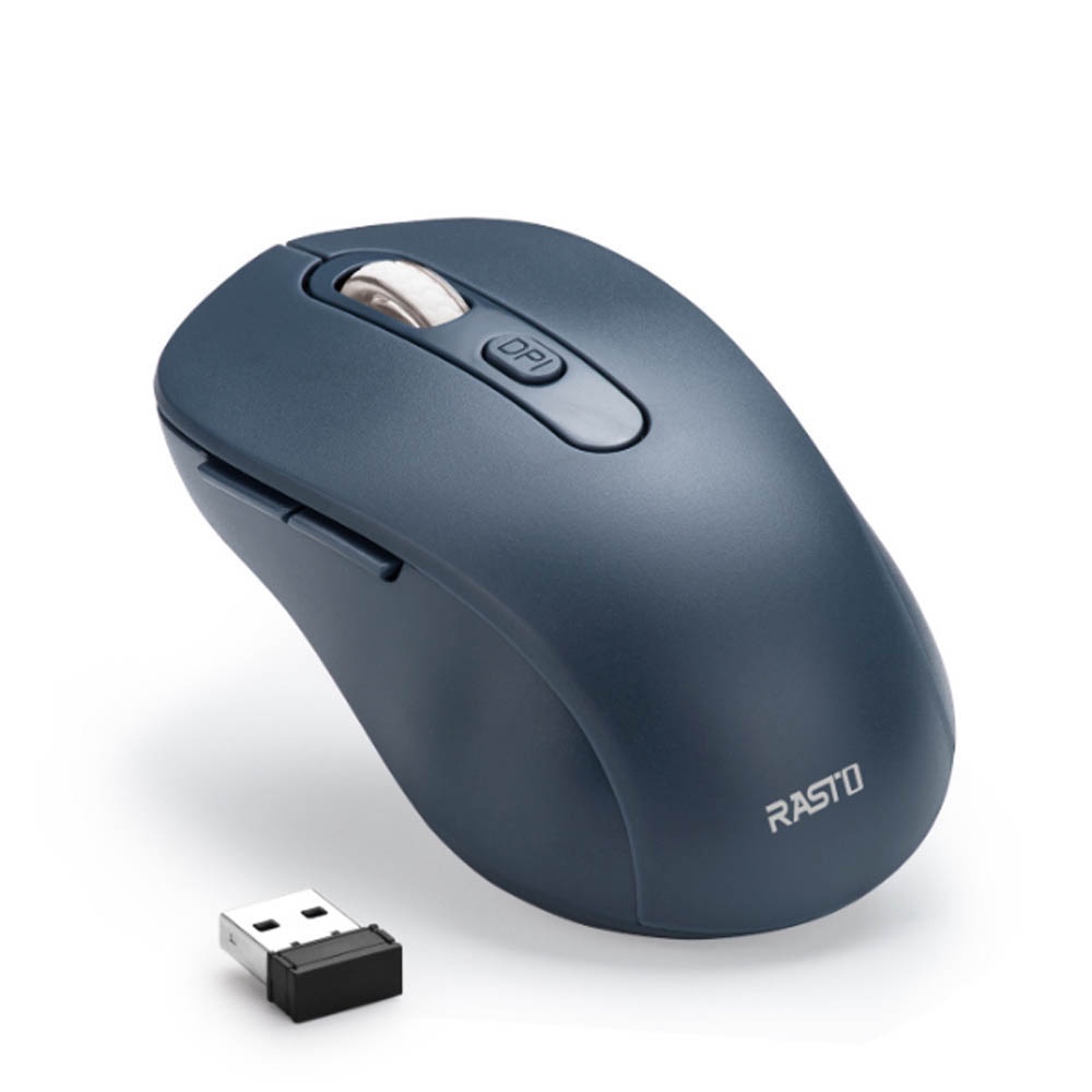 RASTO RM13 Six-Button Wireless Mouse - Ultra-quiet design, three-stage DPI switching blue, 藍色, large