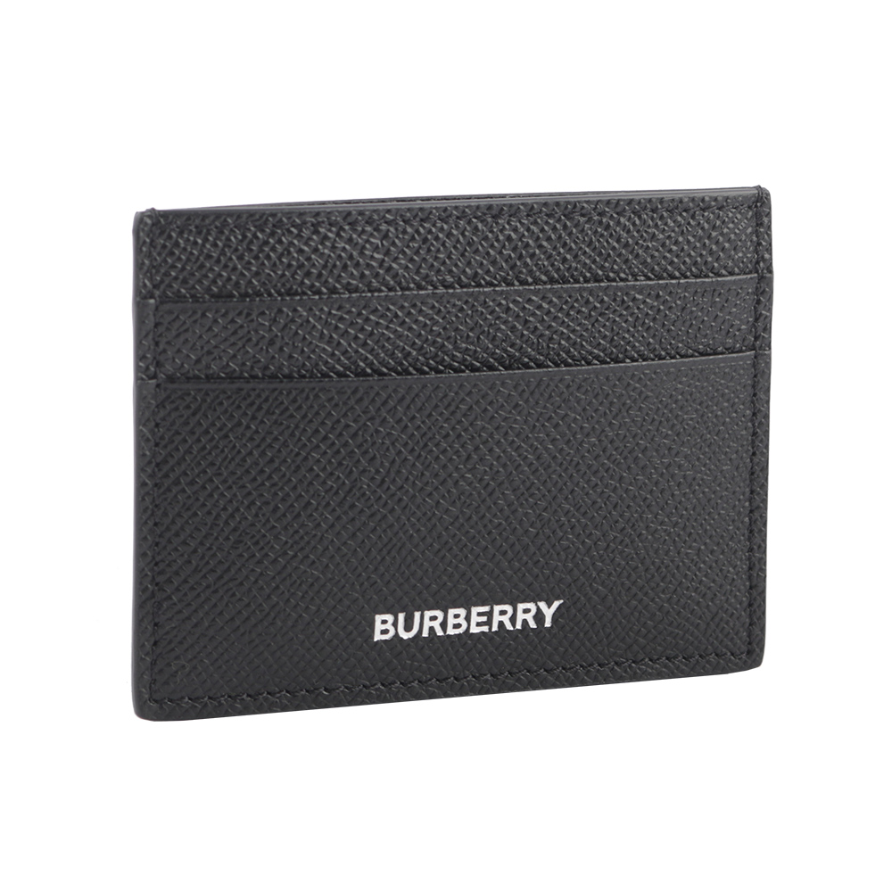 BURBERRY 銀字Logo Sandon 牛皮4卡名片/卡片夾/黑色, , large