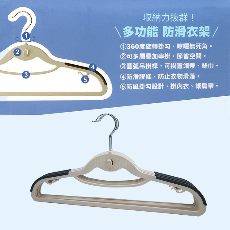 多功能防滑衣架-5入x6組, , large