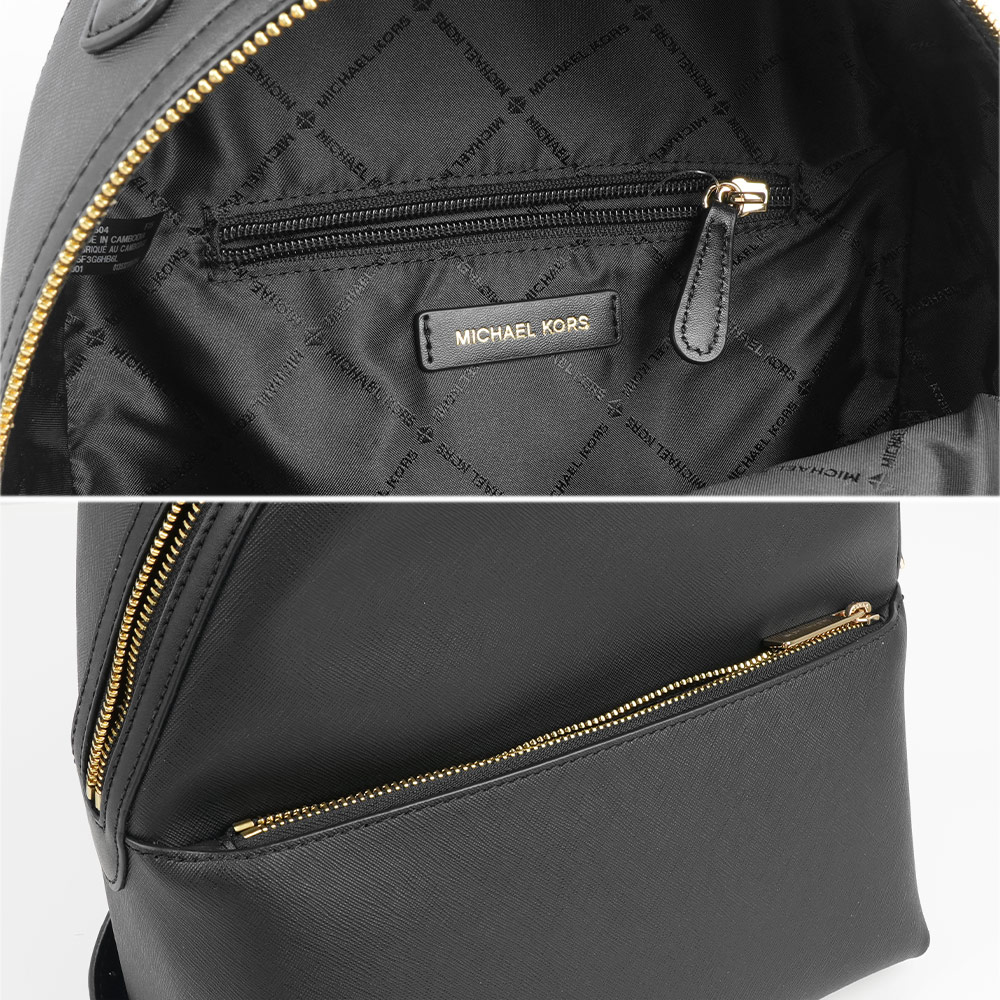 Michael Kors Sheila 防刮皮革拉鍊口袋中型後背包(黑色), , large