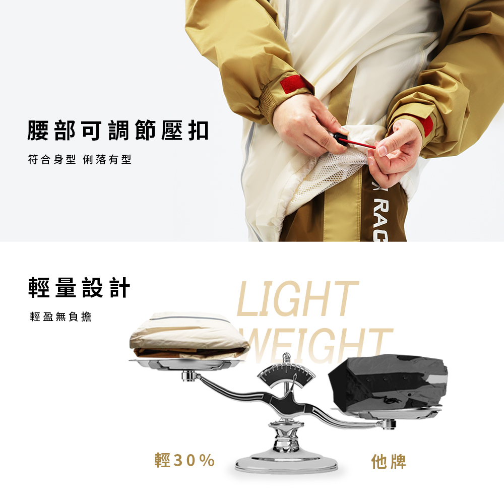 [TDN]AIR超輕工殼機能套裝兩件式風雨衣(超防水速乾機車雨衣EP4838)小麥色3XL號, , large