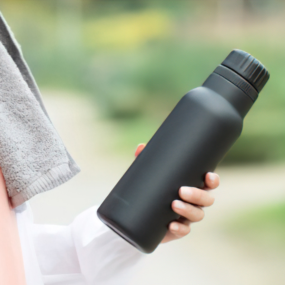 【日本孔雀Peacock】氣泡水 汽水 碳酸飲料 專用 316不鏽鋼保溫杯600ML-磨砂黑(抗菌加工), , large