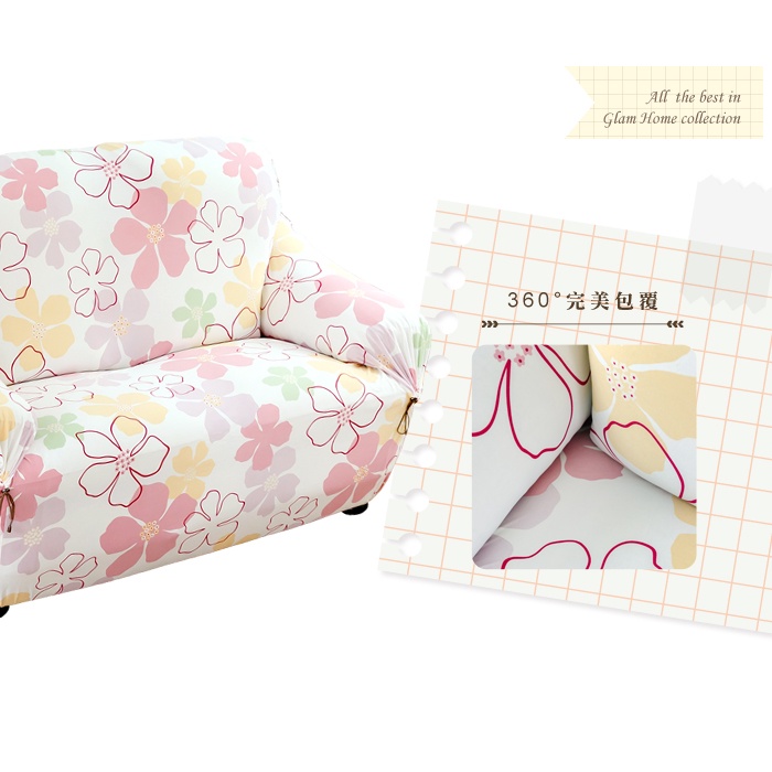 【格藍傢飾】涼感沙發套-綺香 抽繩專利 加大版 高品質 親膚透氣 冰絲沙發罩 沙發布套 彈力, , large