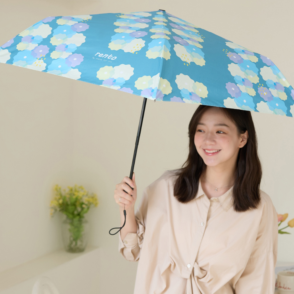 【rento】UV Protection Automatic Umbrella with Black Coating – Dotted Blossom, , large
