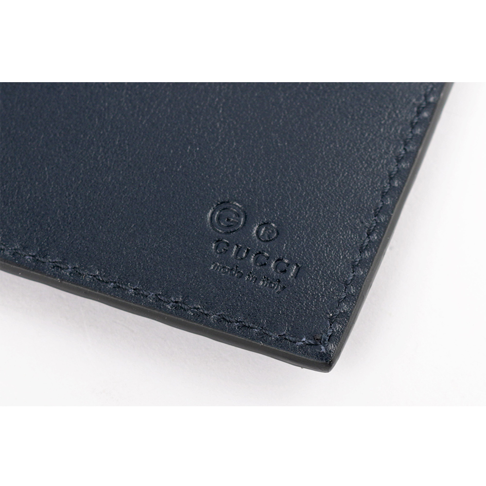 GUCCI Guccissima壓印牛皮對開6卡短夾/深藍色, , large