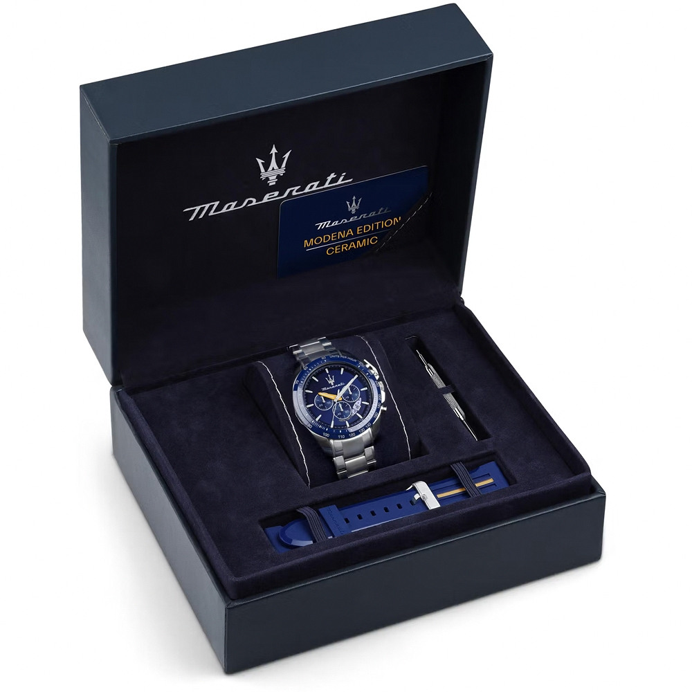 MASERATI 瑪莎拉蒂 TRAGUARDO系列 三眼計時手錶 套組 R8871612039, , large